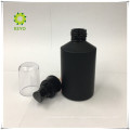 Leere leere bereifte schwarze Pumpenschutzglasglaskosmetik-Glasflasche